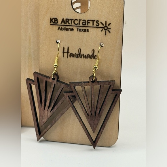 Handmade by KB Artcrafts Jewelry - Handmade Laser Cut Geometric Wood Earrings by KB Artcrafts